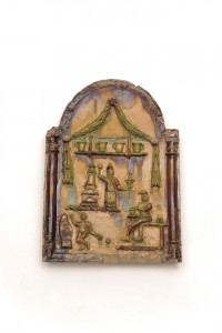 Reliefkachel mit Darstellung einer Töpferwerkstatt